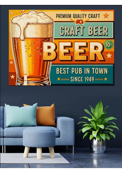 Bira Bardaklı Pub Afişi Dekoratif Kanvas - Mdf Ahşap Tablo indirimleri