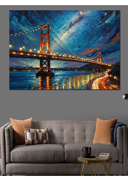 Renkli Köprü Soyut Manzara Dekoratif Kanvas - Mdf Ahşap Tablo fiyatları