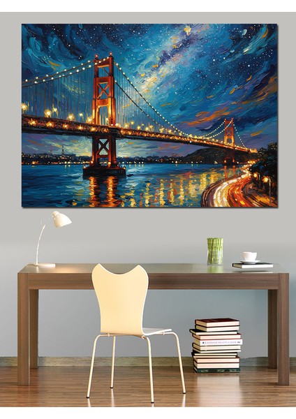 Renkli Köprü Soyut Manzara Dekoratif Kanvas - Mdf Ahşap Tablo modelleri