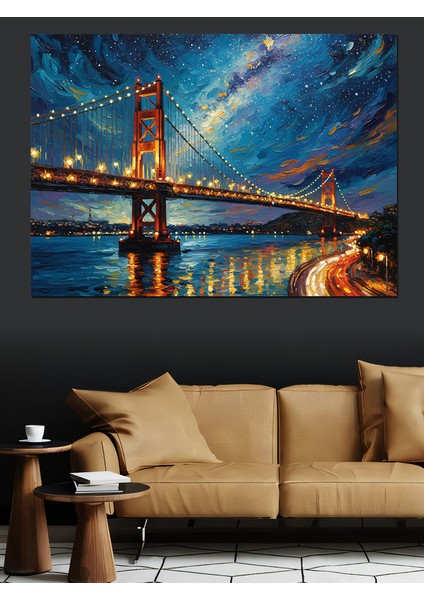 Renkli Köprü Soyut Manzara Dekoratif Kanvas - Mdf Ahşap Tablo indirimleri