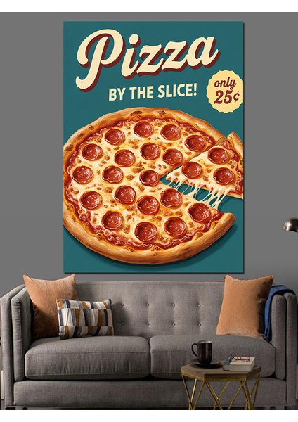 Pepperoni Pizza Yemek Posteri Dekoratif Kanvas - Mdf Ahşap Tablo fırsatları