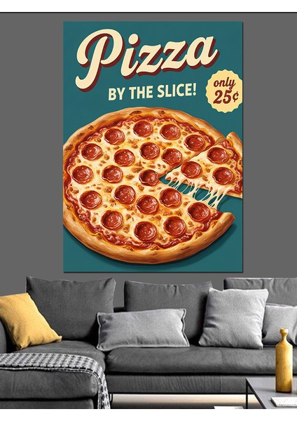 Pepperoni Pizza Yemek Posteri Dekoratif Kanvas - Mdf Ahşap Tablo indirimleri