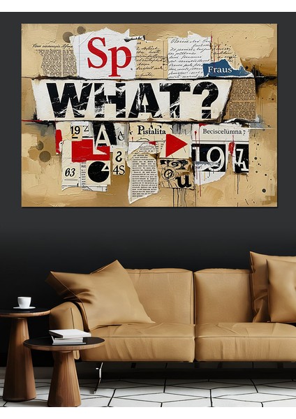 Soyut Gazete Yazıları Poster Dekoratif Kanvas - Mdf Ahşap Tablo fiyatları