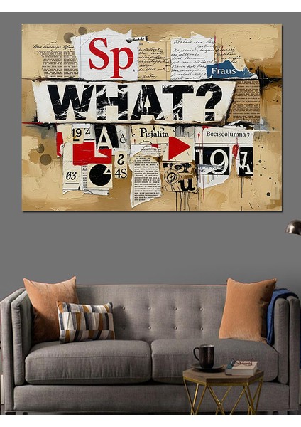 Soyut Gazete Yazıları Poster Dekoratif Kanvas - Mdf Ahşap Tablo fırsatları