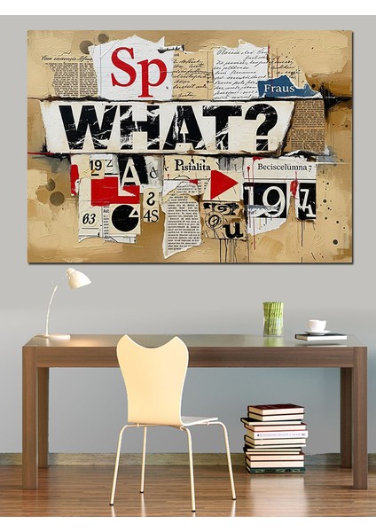 Soyut Gazete Yazıları Poster Dekoratif Kanvas - Mdf Ahşap Tablo indirimleri