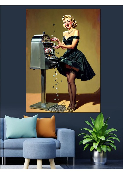 Retro Elbiseli Şık Kadın Dekoratif Kanvas - Mdf Ahşap Tablo fiyatları