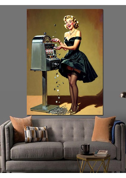 Retro Elbiseli Şık Kadın Dekoratif Kanvas - Mdf Ahşap Tablo modelleri