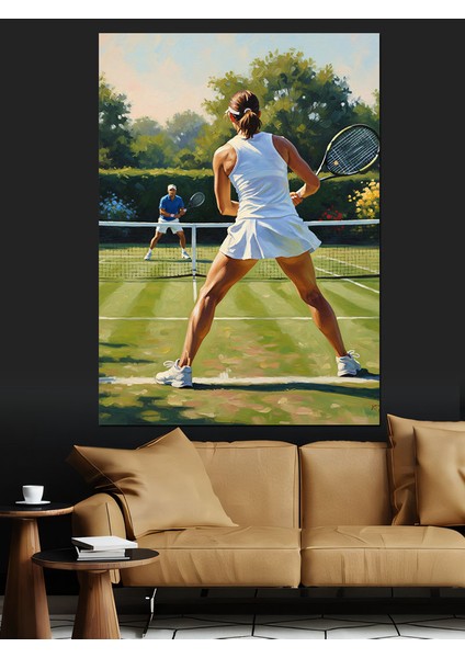 Tenis Kortunda Kadın Oyuncu Dekoratif Kanvas - Mdf Ahşap Tablo modelleri