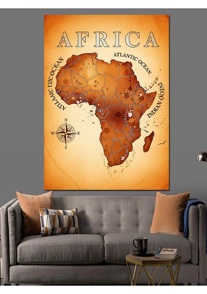 Dünya Haritası Afrika Temalı Dekoratif Kanvas - Mdf Ahşap Tablo fiyatları