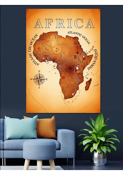 Dünya Haritası Afrika Temalı Dekoratif Kanvas - Mdf Ahşap Tablo modelleri