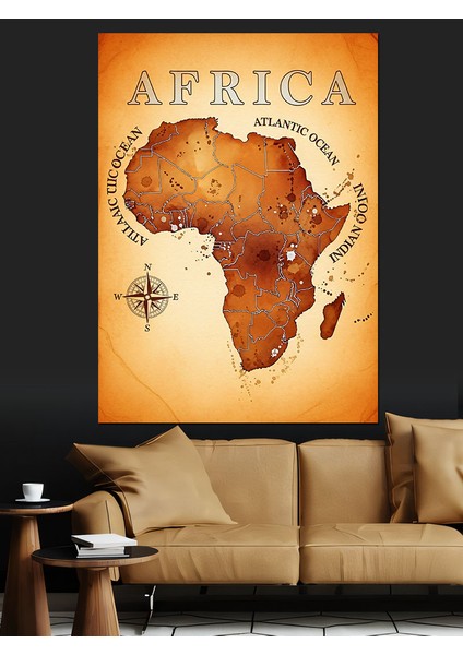 Dünya Haritası Afrika Temalı Dekoratif Kanvas - Mdf Ahşap Tablo fırsatları