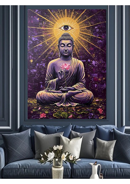 Meditasyon Yapan Buda Heykeli Dekoratif Kanvas - Mdf Ahşap Tablo fiyatları