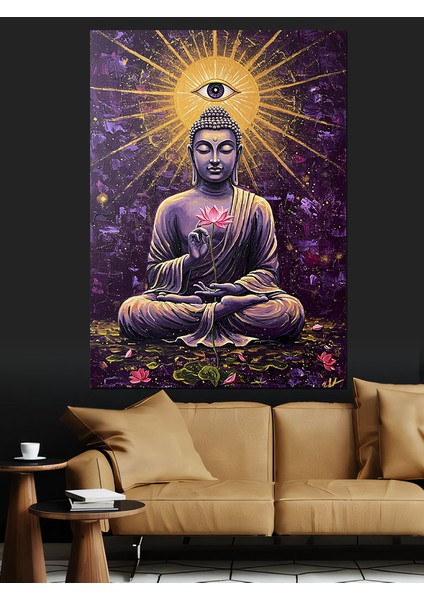 Meditasyon Yapan Buda Heykeli Dekoratif Kanvas - Mdf Ahşap Tablo modelleri