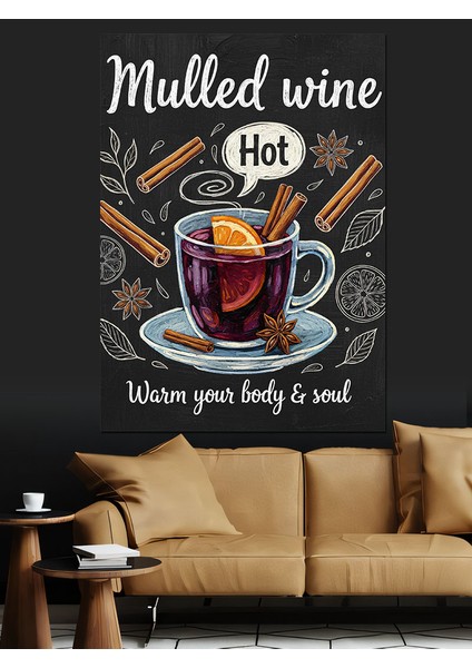 Kış Temalı Sıcak Şarap Dekoratif Kanvas - Mdf Ahşap Tablo