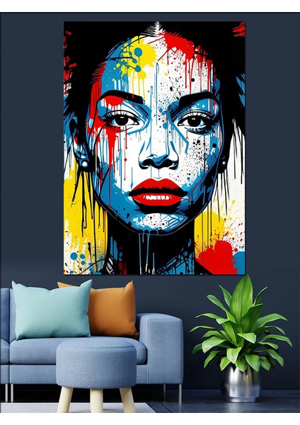 Soyut Kadın Yüzü Canlı Dekoratif Kanvas - Mdf Ahşap Tablo fiyatları