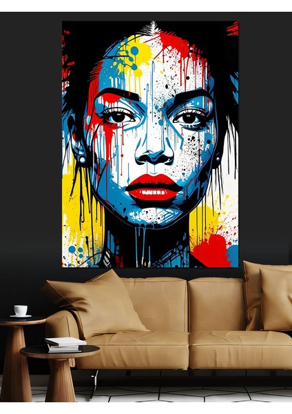 Soyut Kadın Yüzü Canlı Dekoratif Kanvas - Mdf Ahşap Tablo modelleri
