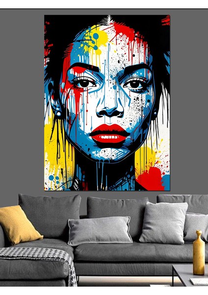 Soyut Kadın Yüzü Canlı Dekoratif Kanvas - Mdf Ahşap Tablo indirimleri