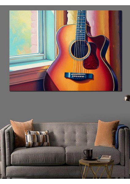Güneş Işığında Akustik Gitar Dekoratif Kanvas - Mdf Ahşap Tablo modelleri