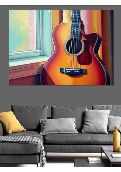 Güneş Işığında Akustik Gitar Dekoratif Kanvas - Mdf Ahşap Tablo indirimleri