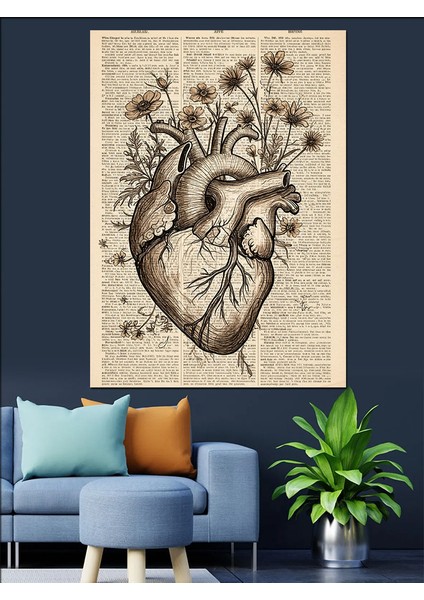 Kalp Anatomisi Müzik Notaları Dekoratif Kanvas - Mdf Ahşap Tablo fiyatları