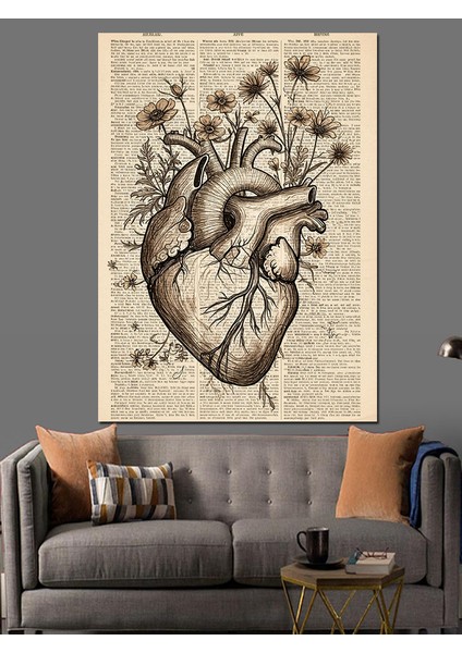 Kalp Anatomisi Müzik Notaları Dekoratif Kanvas - Mdf Ahşap Tablo modelleri