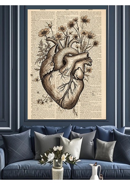 Kalp Anatomisi Müzik Notaları Dekoratif Kanvas - Mdf Ahşap Tablo indirimleri