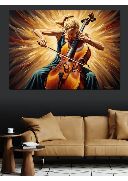 Kontrbas Çalan Müzisyen Dekoratif Kanvas - Mdf Ahşap Tablo fiyatları