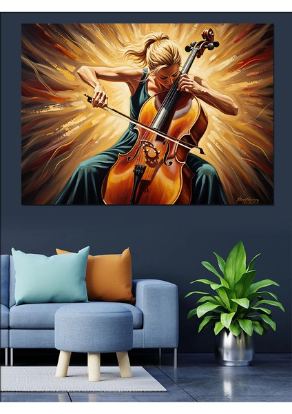 Kontrbas Çalan Müzisyen Dekoratif Kanvas - Mdf Ahşap Tablo modelleri