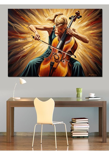 Kontrbas Çalan Müzisyen Dekoratif Kanvas - Mdf Ahşap Tablo indirimleri