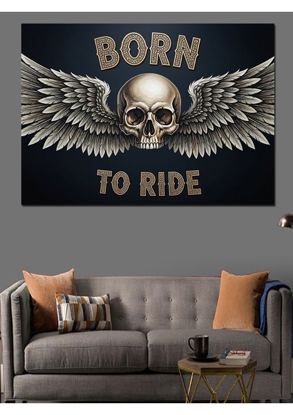 Kurukafa Kanatlı Motorcu Amblemi Dekoratif Kanvas - Mdf Ahşap Tablo modelleri