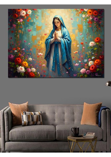 Kutsal Meryem Ana Portresi Dekoratif Kanvas - Mdf Ahşap Tablo