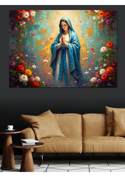 Kutsal Meryem Ana Portresi Dekoratif Kanvas - Mdf Ahşap Tablo fırsatları