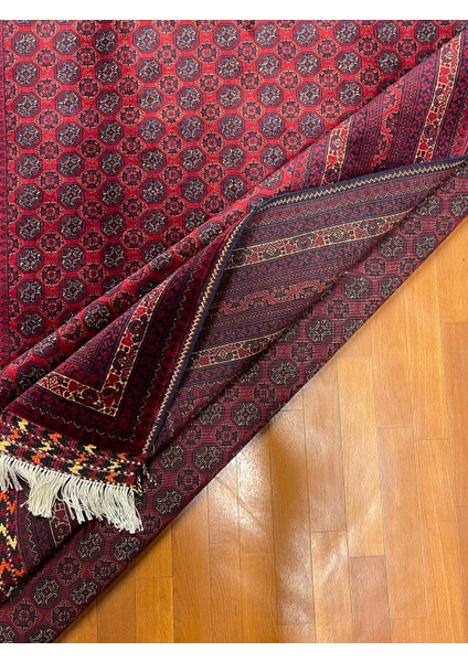 El Dokuma Afgan Halı Ince Dokuma Bordo Renk 3 Metre Kare