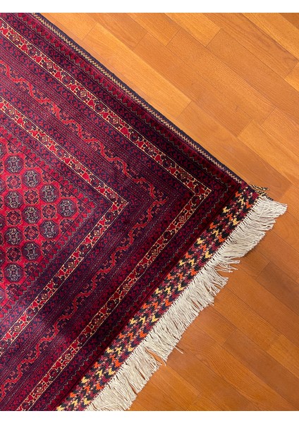 El Dokuma Afgan Halı Ince Dokuma Bordo Renk 3 Metre Kare