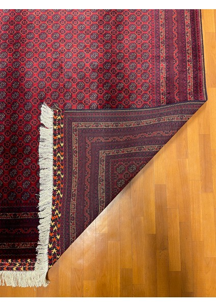 El Dokuma Afgan Halı Ince Dokuma Bordo Renk 3 Metre Kare