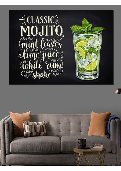 Klasik Mojito Kokteyli Menüsü Dekoratif Kanvas - Mdf Ahşap Tablo modelleri
