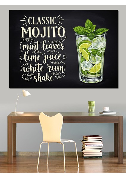 Klasik Mojito Kokteyli Menüsü Dekoratif Kanvas - Mdf Ahşap Tablo fırsatları