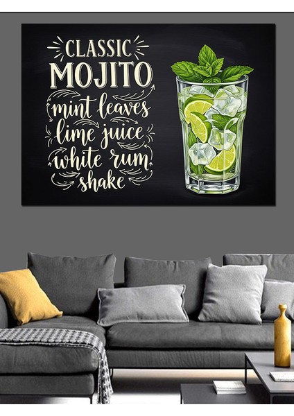 Klasik Mojito Kokteyli Menüsü Dekoratif Kanvas - Mdf Ahşap Tablo indirimleri