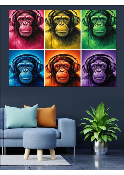 Pop Art Maymun Suratları Tablosu Dekoratif Kanvas - Mdf Ahşap Tablo fiyatları