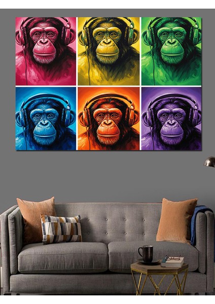 Pop Art Maymun Suratları Tablosu Dekoratif Kanvas - Mdf Ahşap Tablo modelleri