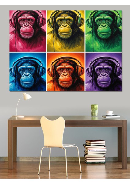 Pop Art Maymun Suratları Tablosu Dekoratif Kanvas - Mdf Ahşap Tablo fırsatları