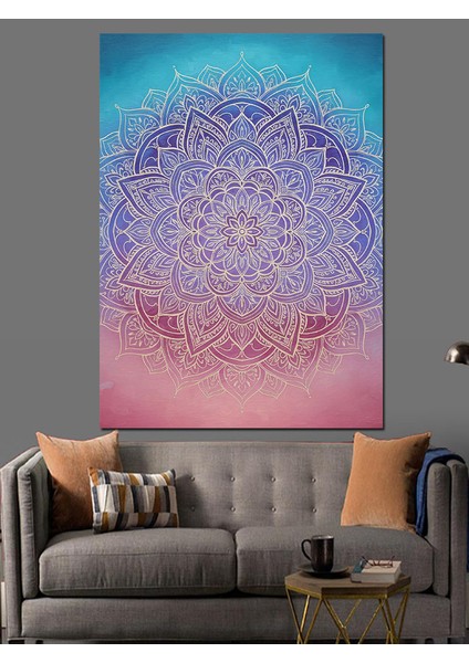 Mor Dairesel Geometrik Mandala Dekoratif Kanvas - Mdf Ahşap Tablo indirimleri