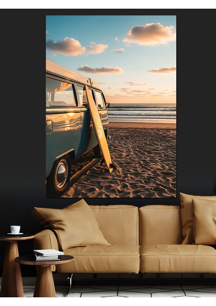 Gün Batımı Surf ve Minibüs Dekoratif Kanvas - Mdf Ahşap Tablo fiyatları