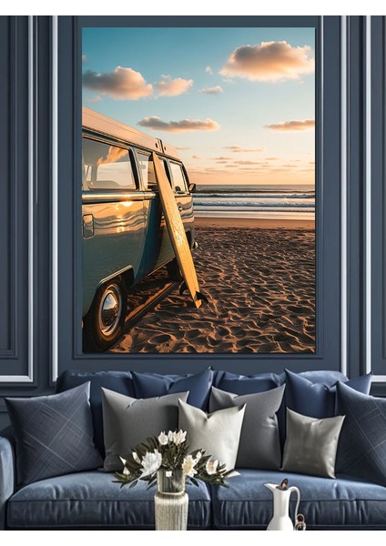 Gün Batımı Surf ve Minibüs Dekoratif Kanvas - Mdf Ahşap Tablo modelleri