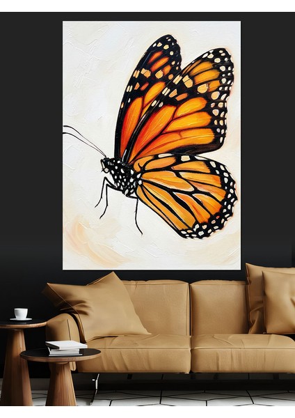 Turuncu Siyah Kral Kelebeği Dekoratif Kanvas - Mdf Ahşap Tablo modelleri