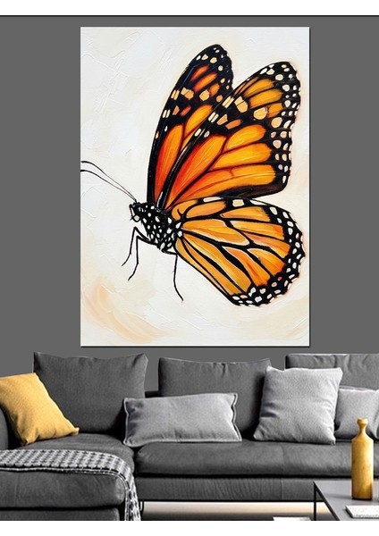 Turuncu Siyah Kral Kelebeği Dekoratif Kanvas - Mdf Ahşap Tablo indirimleri