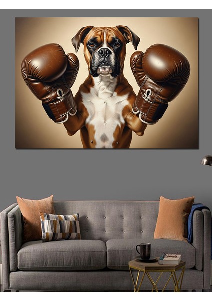 Boksör Köpek Boks Eldiveni Dekoratif Kanvas - Mdf Ahşap Tablo modelleri