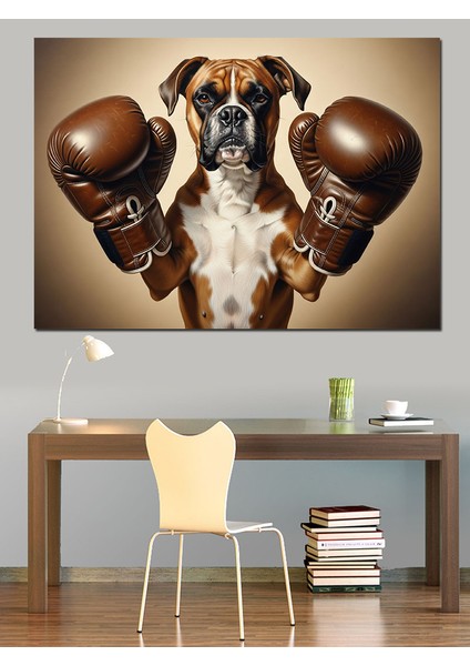 Boksör Köpek Boks Eldiveni Dekoratif Kanvas - Mdf Ahşap Tablo fırsatları