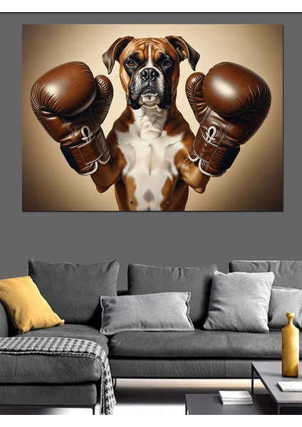 Boksör Köpek Boks Eldiveni Dekoratif Kanvas - Mdf Ahşap Tablo indirimleri