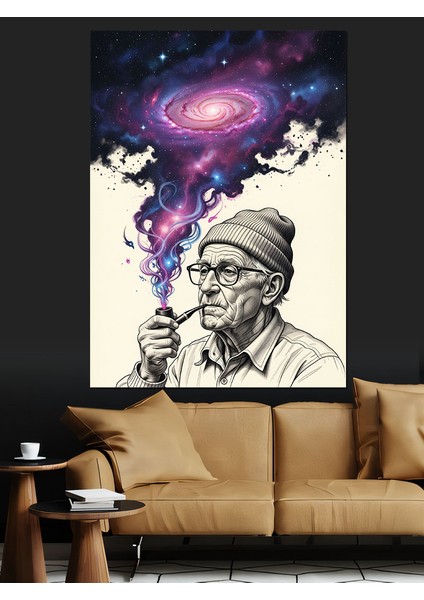 Duman Çeken Yaşlı Adam Dekoratif Kanvas - Mdf Ahşap Tablo fiyatları